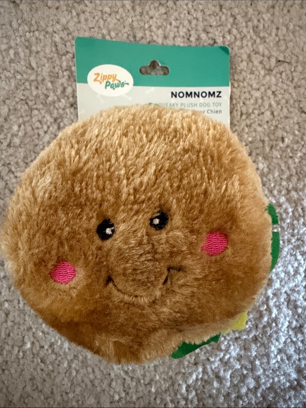 ZippyPaws NomNomz Plush Dog Toy - Brown with Pink Cheeks